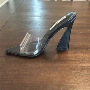Cape Robbin Black Clear Heeled Mules